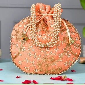 HANDMADE TRADITIONAL ETHNIC CLUTCH SILK POTLI BATWA POUCH BAG